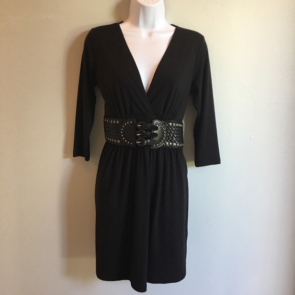 VENUS Dresses & Skirts - Venus Black Dress with Belt Small